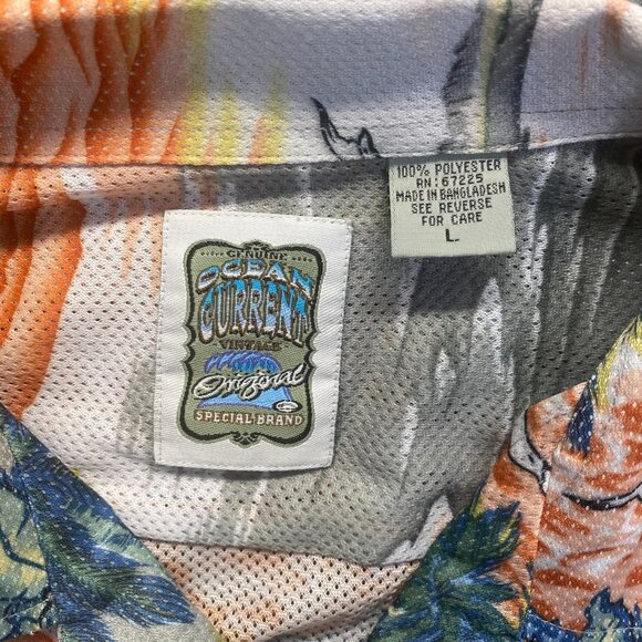 Ocean Current Mens Sz Large Hawaiian Shirt Palm Tree Tropical Casual Breathable - Picture 3 of 8